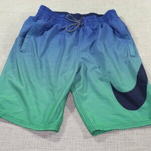 Nike Green and Blue Swim Trunks with Swoosh - LIKE NEW